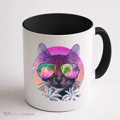 Cool Tropical Shade Cat Coffee Mug back