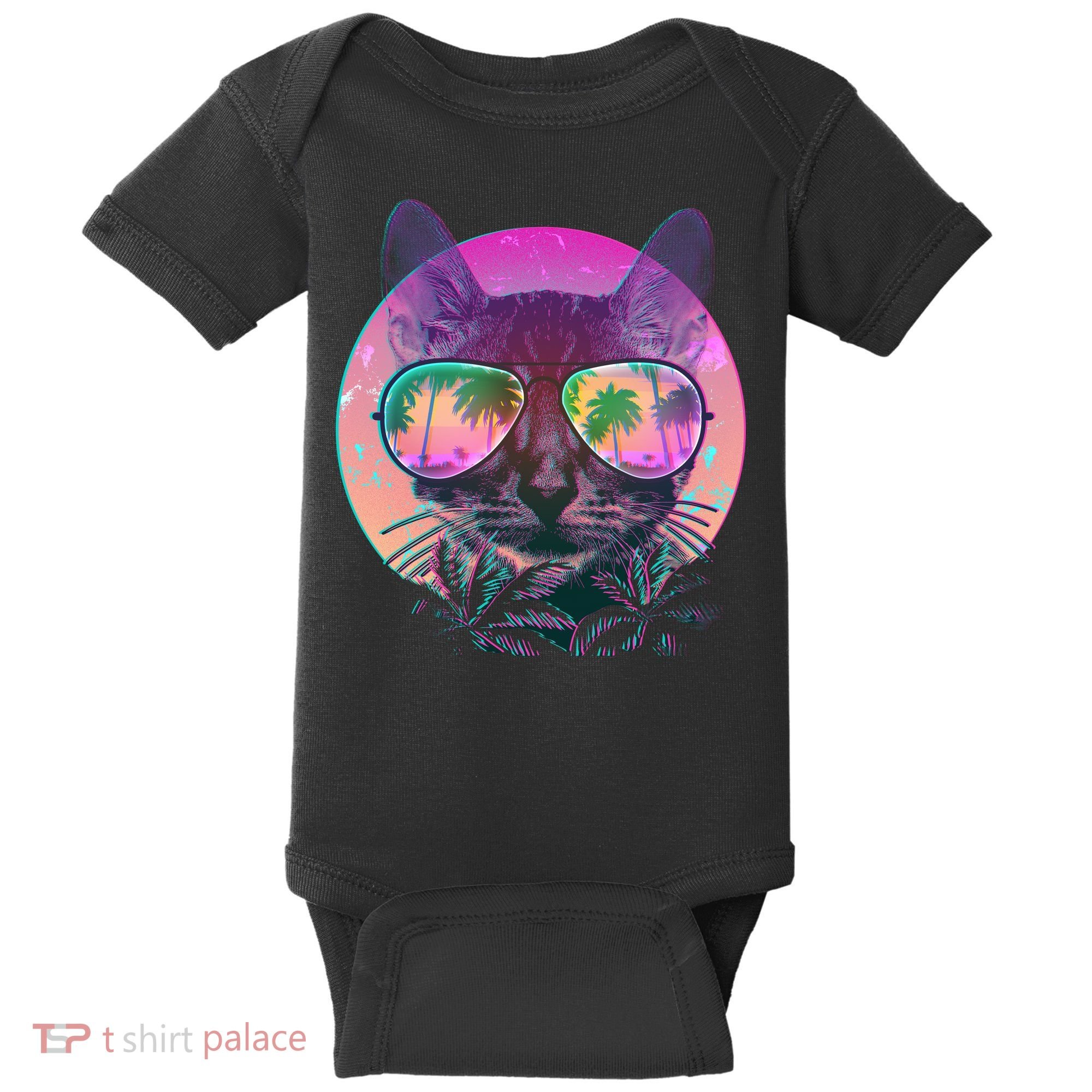 Cool Tropical Shade Cat Baby Bodysuit