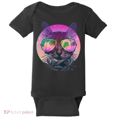 Cool Tropical Shade Cat Baby Bodysuit