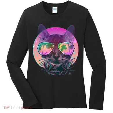 Cool Tropical Shade Cat Women's Long Sleeve Shirt