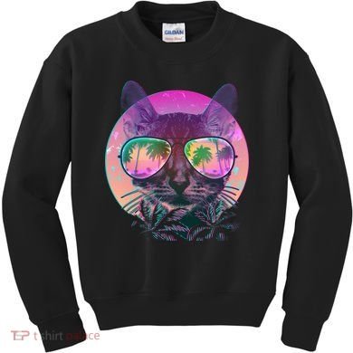 Cool Tropical Shade Cat Kids Sweatshirt