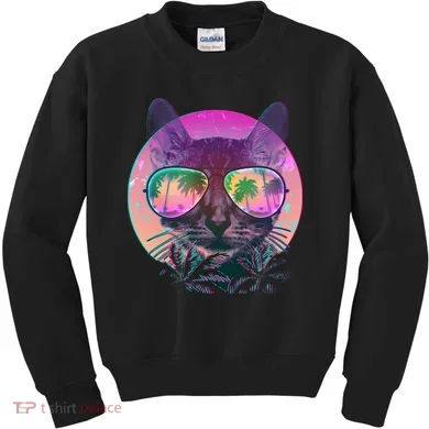 Cool Tropical Shade Cat Kids Sweatshirt