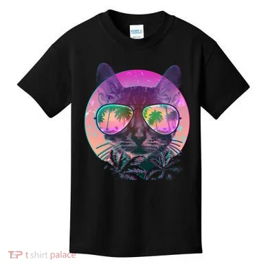 Cool Tropical Shade Cat Kids T-Shirt