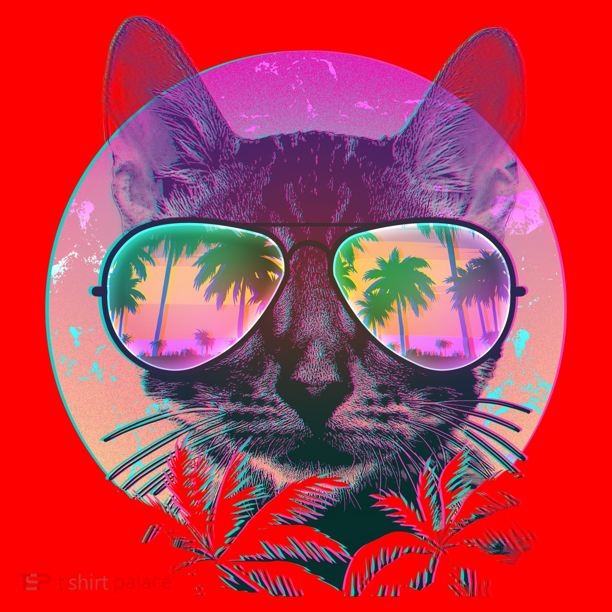 Cool Tropical Shade Cat Santa Hat