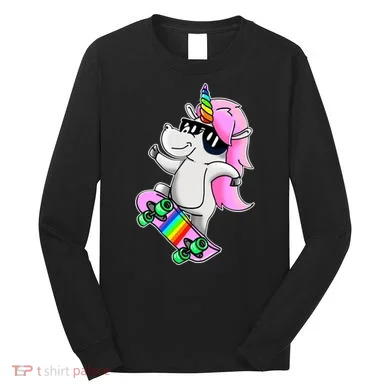 Cool Unicorn Skating Long Sleeve Shirt