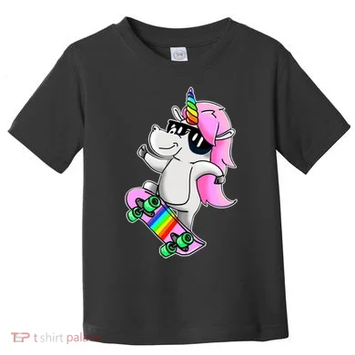 Cool Unicorn Skating Toddler T-Shirt