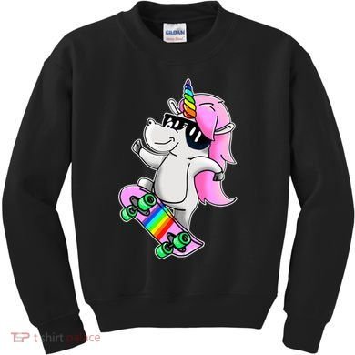 Cool Unicorn Skating Kids Sweatshirt