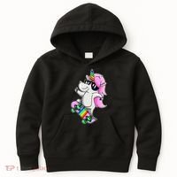 Cool Unicorn Skating Kids Hoodie thumb 0