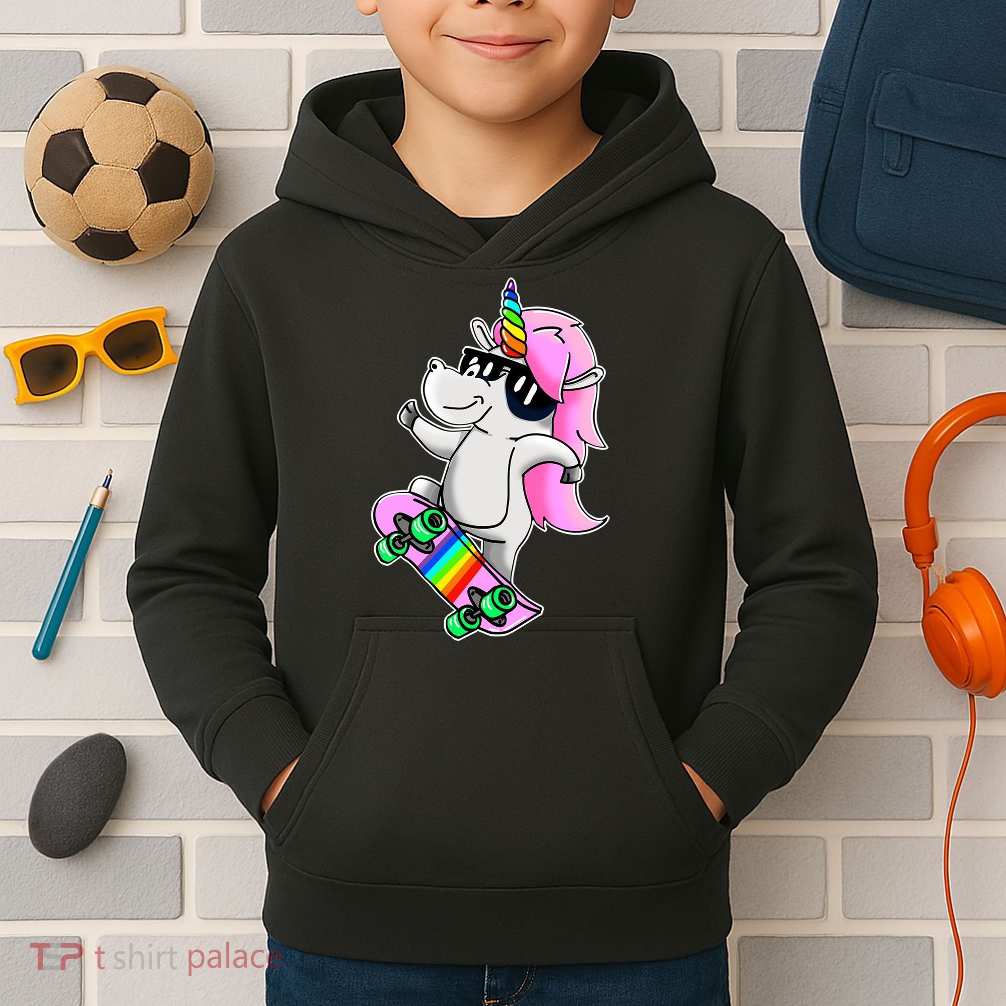Cool Unicorn Skating Kids Hoodie