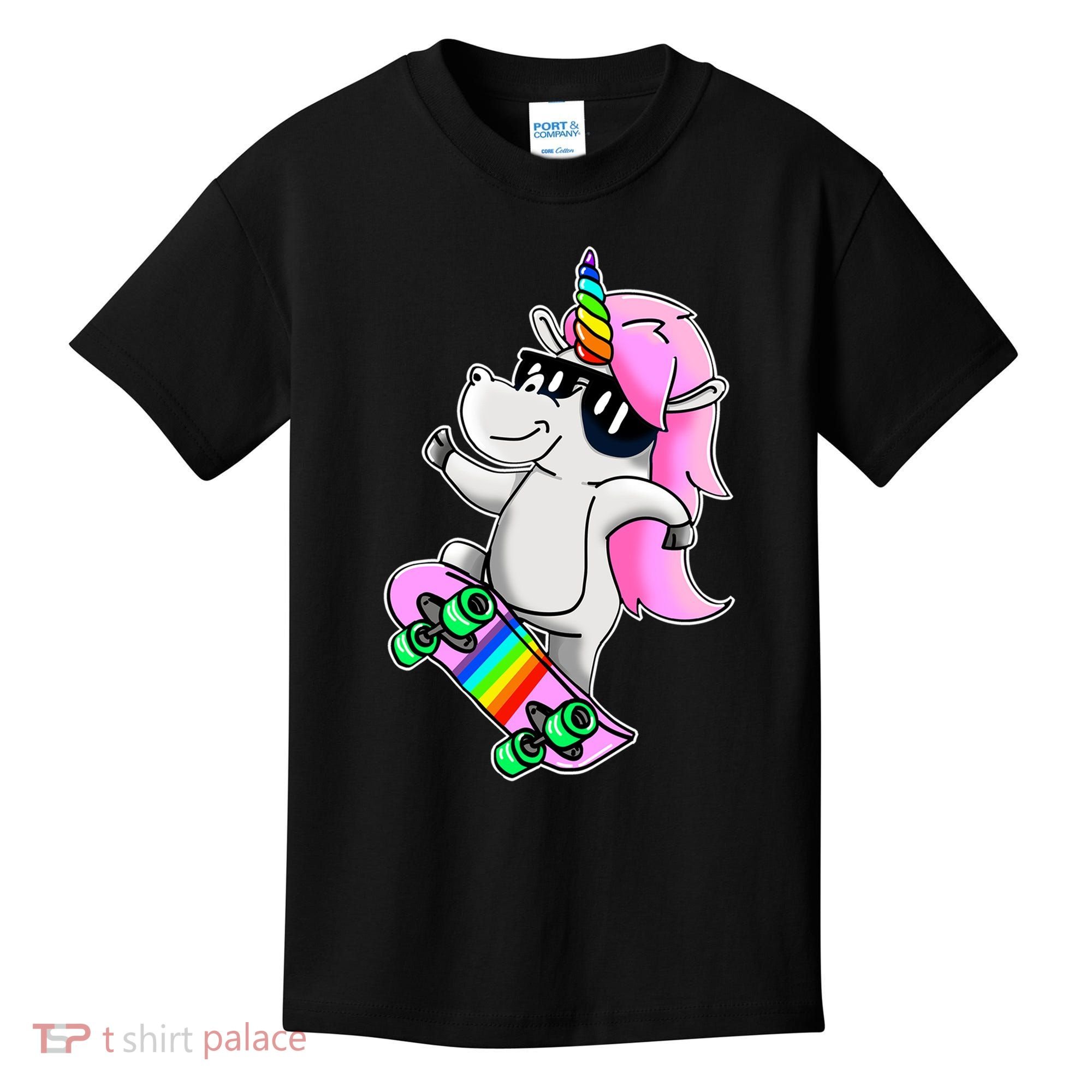 Cool Unicorn Skating Kids T-Shirt