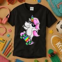 Cool Unicorn Skating Kids T-Shirt thumb 3
