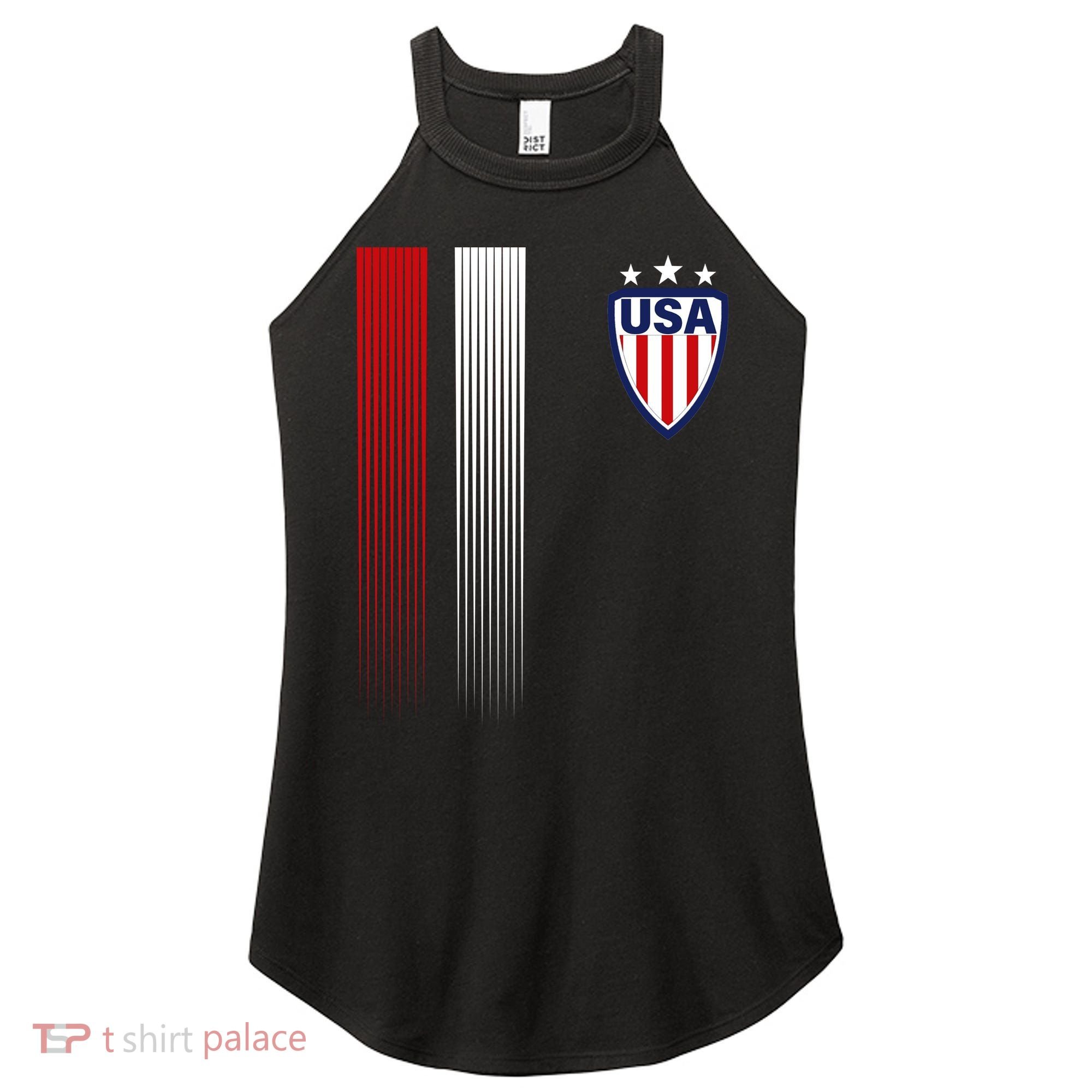 Cool USA Soccer Jersey Stripes Women's Perfect Tri Rocker Tank