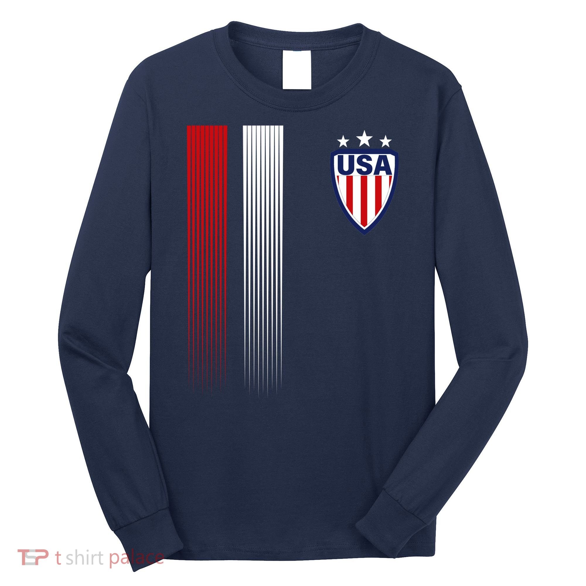 Cool USA Soccer Jersey Stripes Long Sleeve Shirt