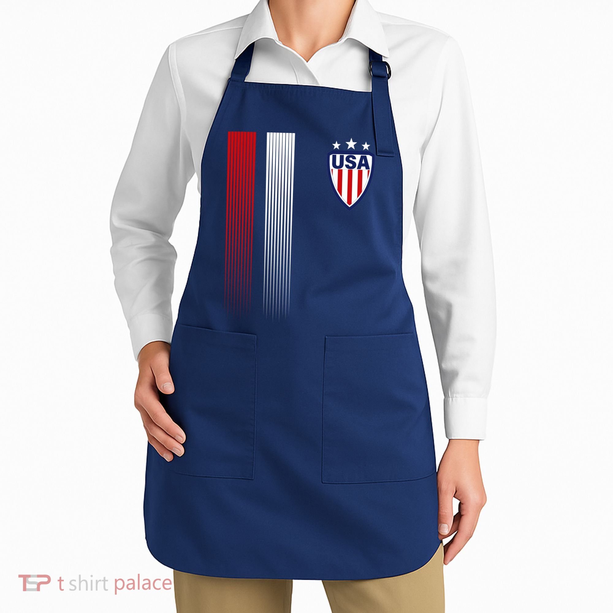 Cool USA Soccer Jersey Stripes Apron