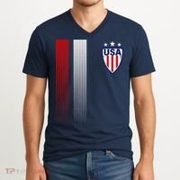 Cool USA Soccer Jersey Stripes V-Neck T-Shirt thumb 2