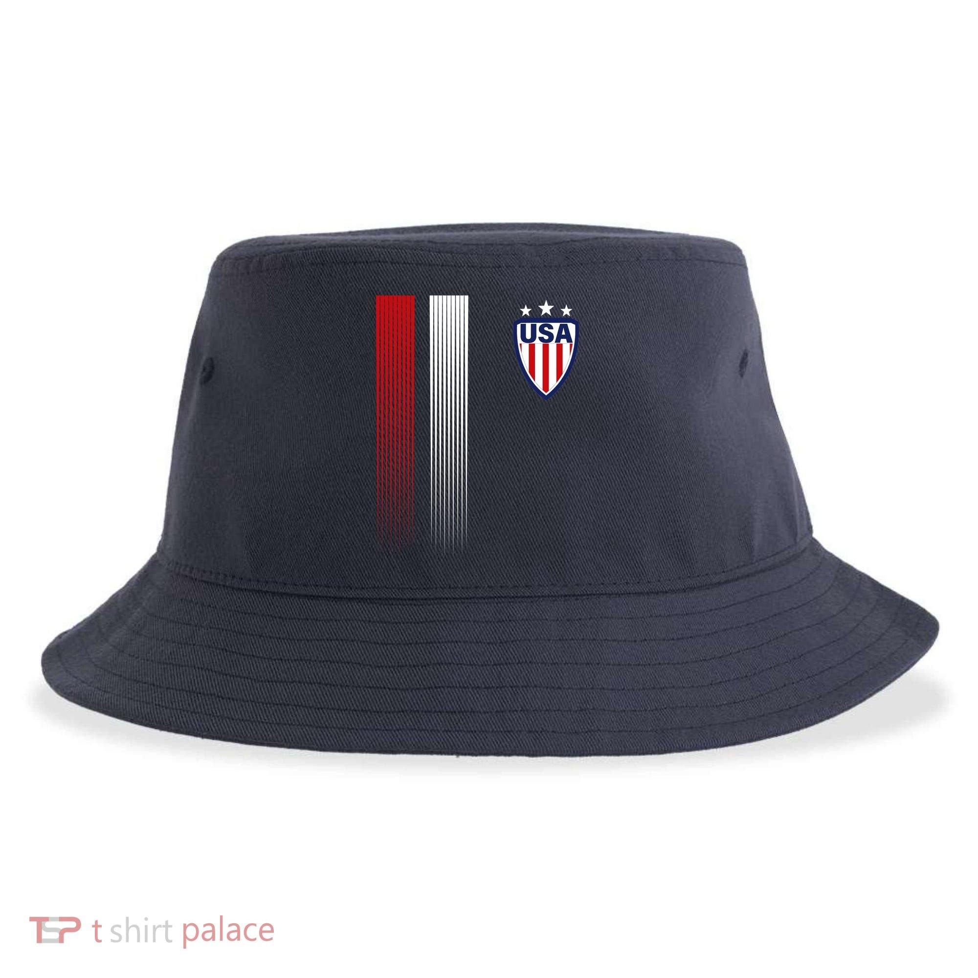 Cool USA Soccer Jersey Stripes Sustainable Bucket Hat