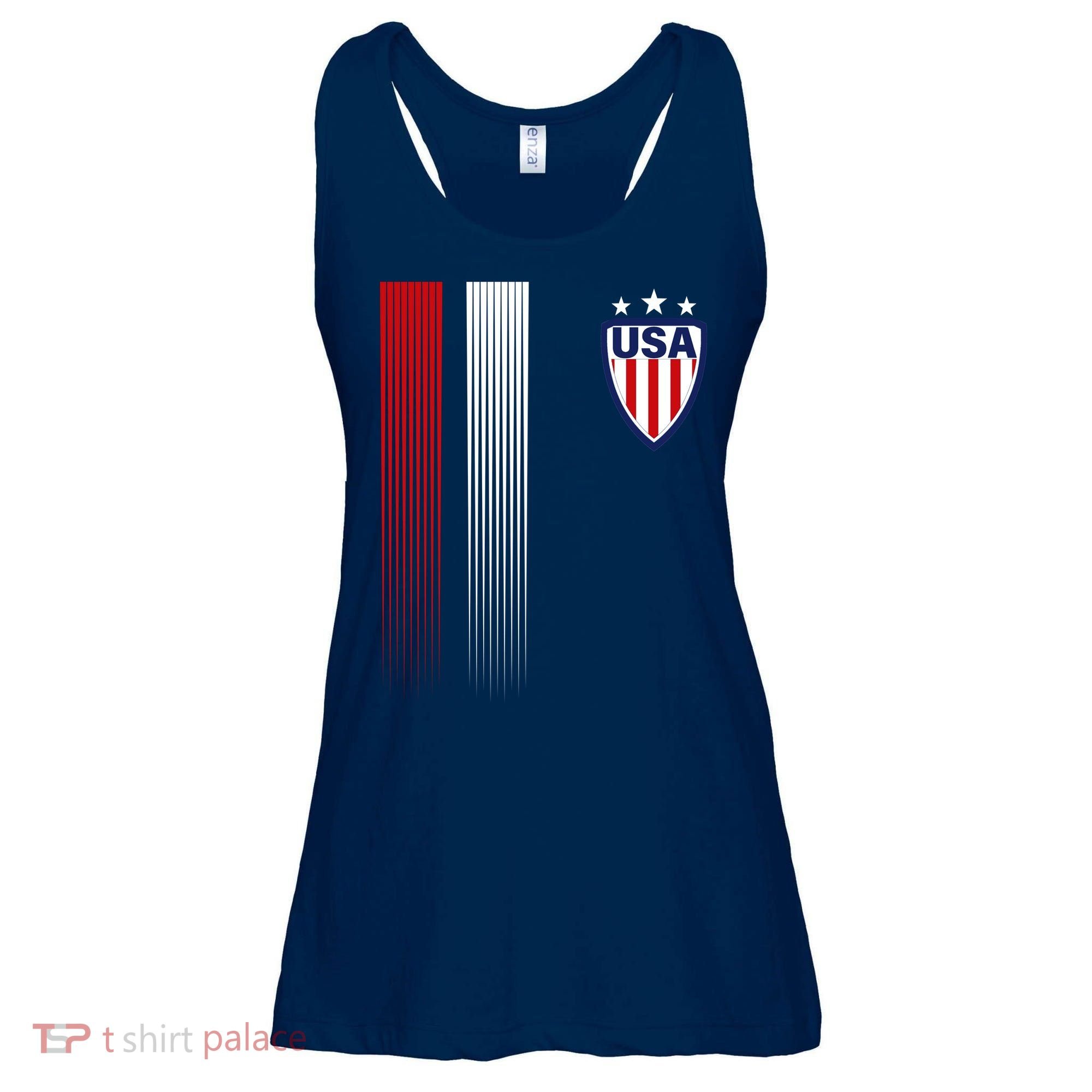 Cool USA Soccer Jersey Stripes Ladies Essential Flowy Tank