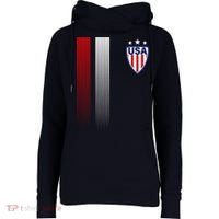 Cool USA Soccer Jersey Stripes Womens Funnel Neck Pullover Hood thumb 0