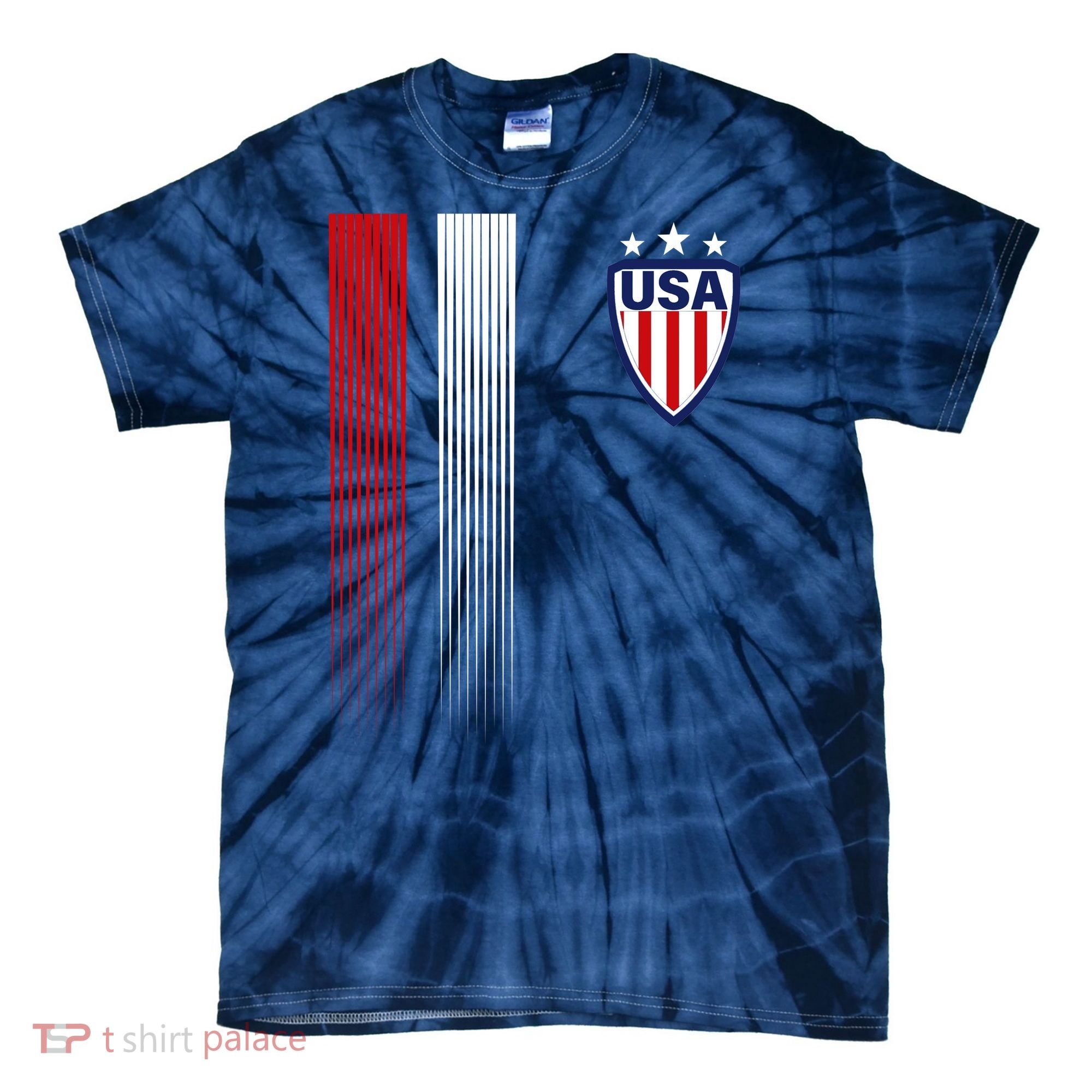 Cool USA Soccer Jersey Stripes Tie-Dye T-Shirt