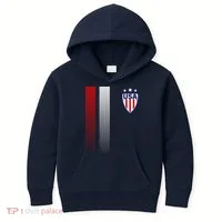 Cool USA Soccer Jersey Stripes Kids Hoodie thumb 0