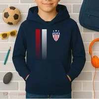 Cool USA Soccer Jersey Stripes Kids Hoodie thumb 2