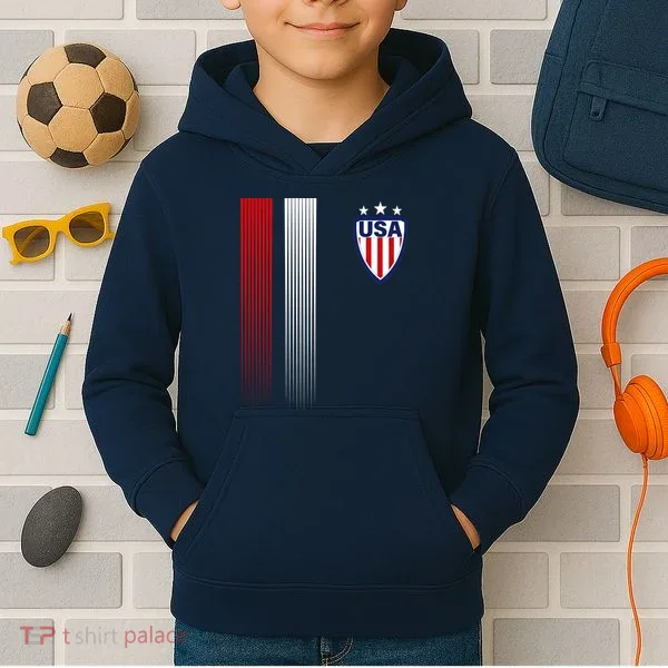 Cool USA Soccer Jersey Stripes Kids Hoodie