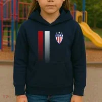 Cool USA Soccer Jersey Stripes Kids Hoodie thumb 3