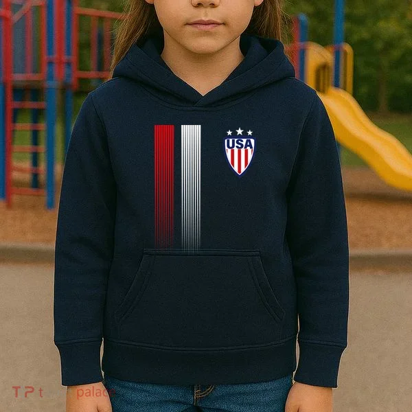 Cool USA Soccer Jersey Stripes Kids Hoodie