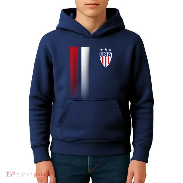 Cool USA Soccer Jersey Stripes Kids Hoodie