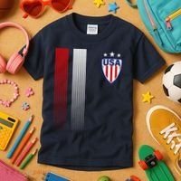 Cool USA Soccer Jersey Stripes Kids T-Shirt thumb 3