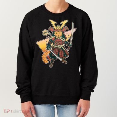 Cool Vintage Japanese Neko Cat Samurai Warrior Women's Sweatshirt