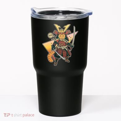 Cool Vintage Japanese Neko Cat Samurai Warrior Tumbler
