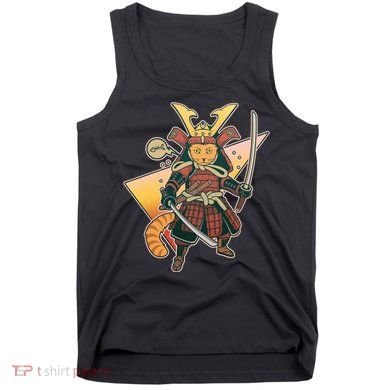 Cool Vintage Japanese Neko Cat Samurai Warrior Tank Top