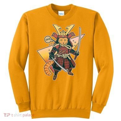 Cool Vintage Japanese Neko Cat Samurai Warrior Sweatshirt