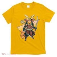 Cool Vintage Japanese Neko Cat Samurai Warrior T-Shirt thumb 0