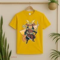 Cool Vintage Japanese Neko Cat Samurai Warrior T-Shirt thumb 2