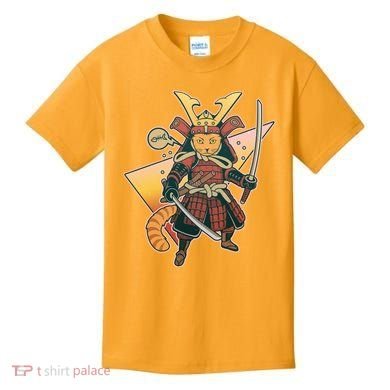 Cool Vintage Japanese Neko Cat Samurai Warrior Kids T-Shirt