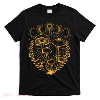 Cool Vintage Mushrooms And Moon Phases  T-Shirt