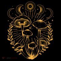 Cool Vintage Mushrooms And Moon Phases  T-Shirt thumb 7