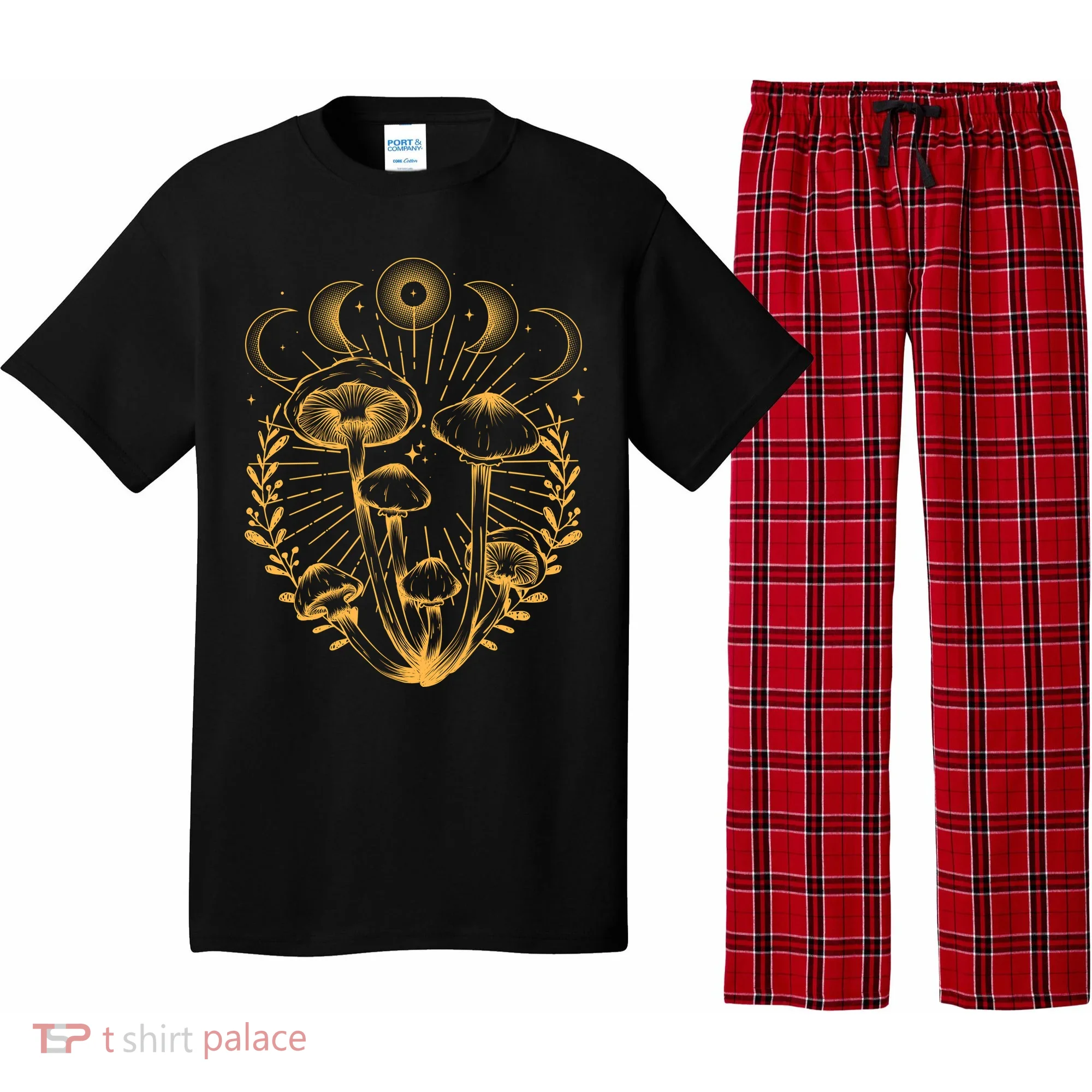 Cool Vintage Mushrooms And Moon Phases  Pajama Set