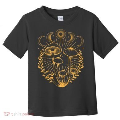 Cool Vintage Mushrooms And Moon Phases  Toddler T-Shirt