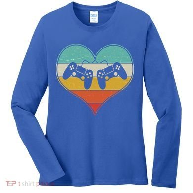 Cool Vintage Valentine Video Gamer Fan Women's Long Sleeve Shirt