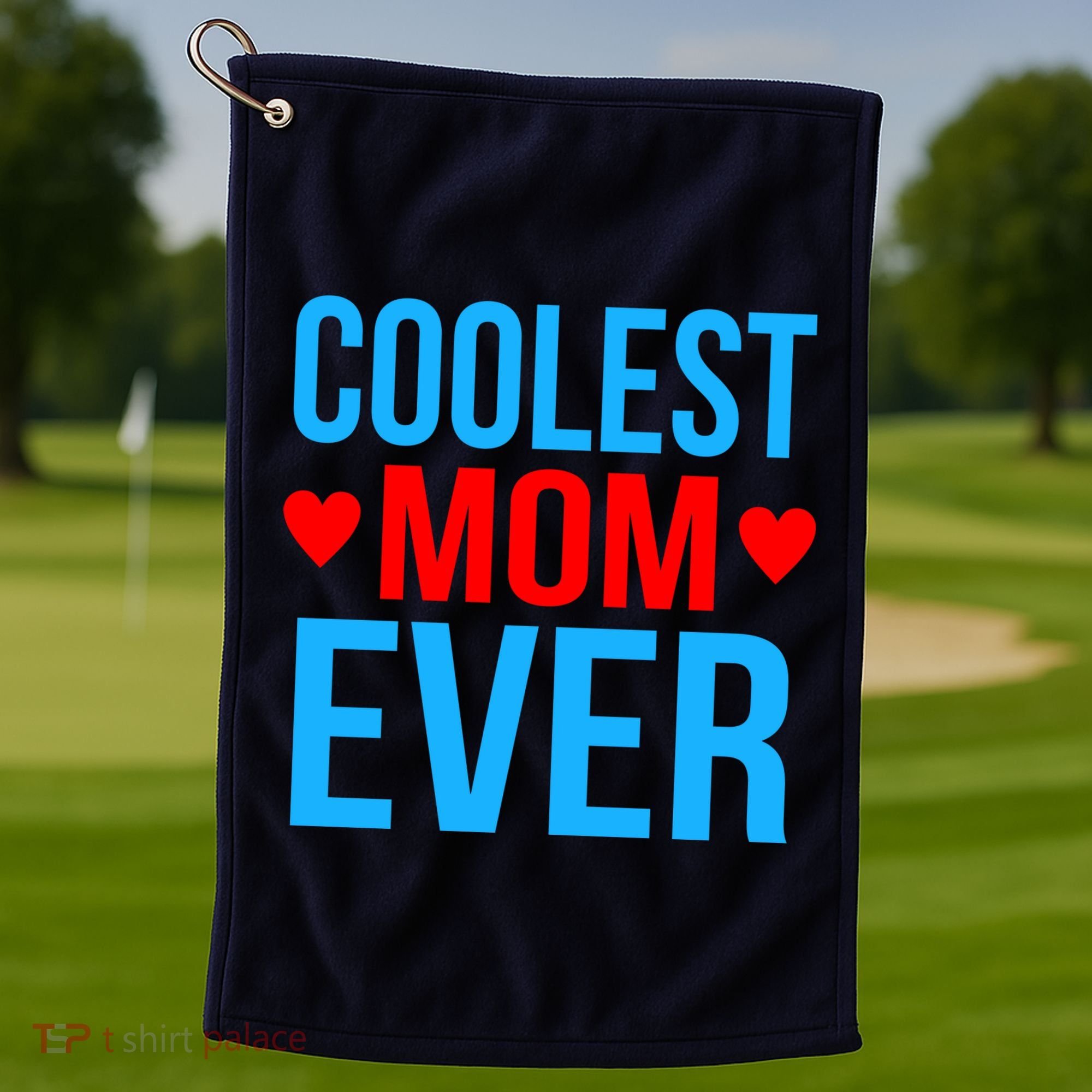 Coolest Mom Ever Hearts Golf Towel