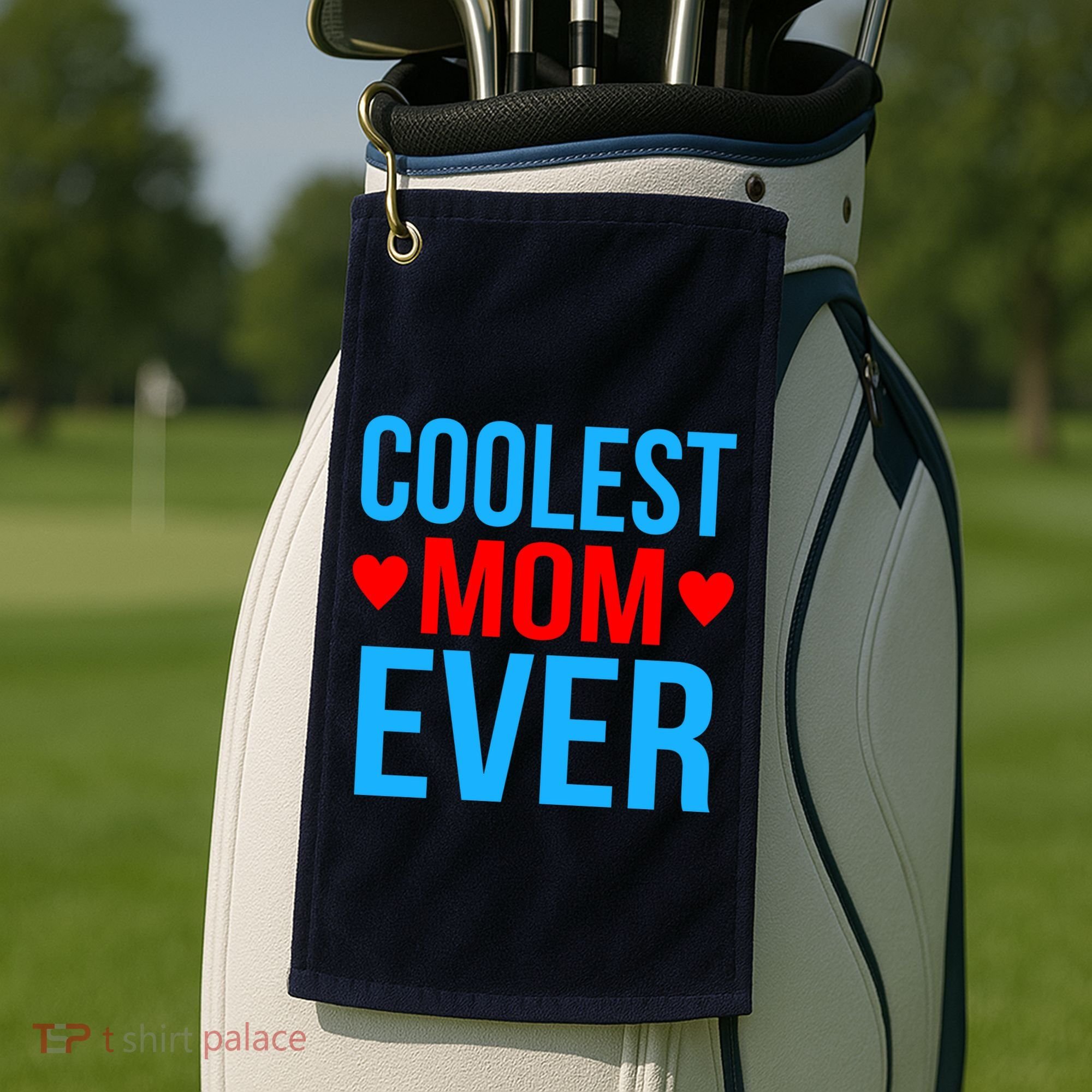 Coolest Mom Ever Hearts Golf Towel