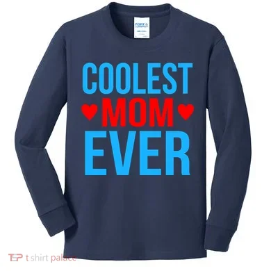 Coolest Mom Ever Hearts Kids Long Sleeve Shirt