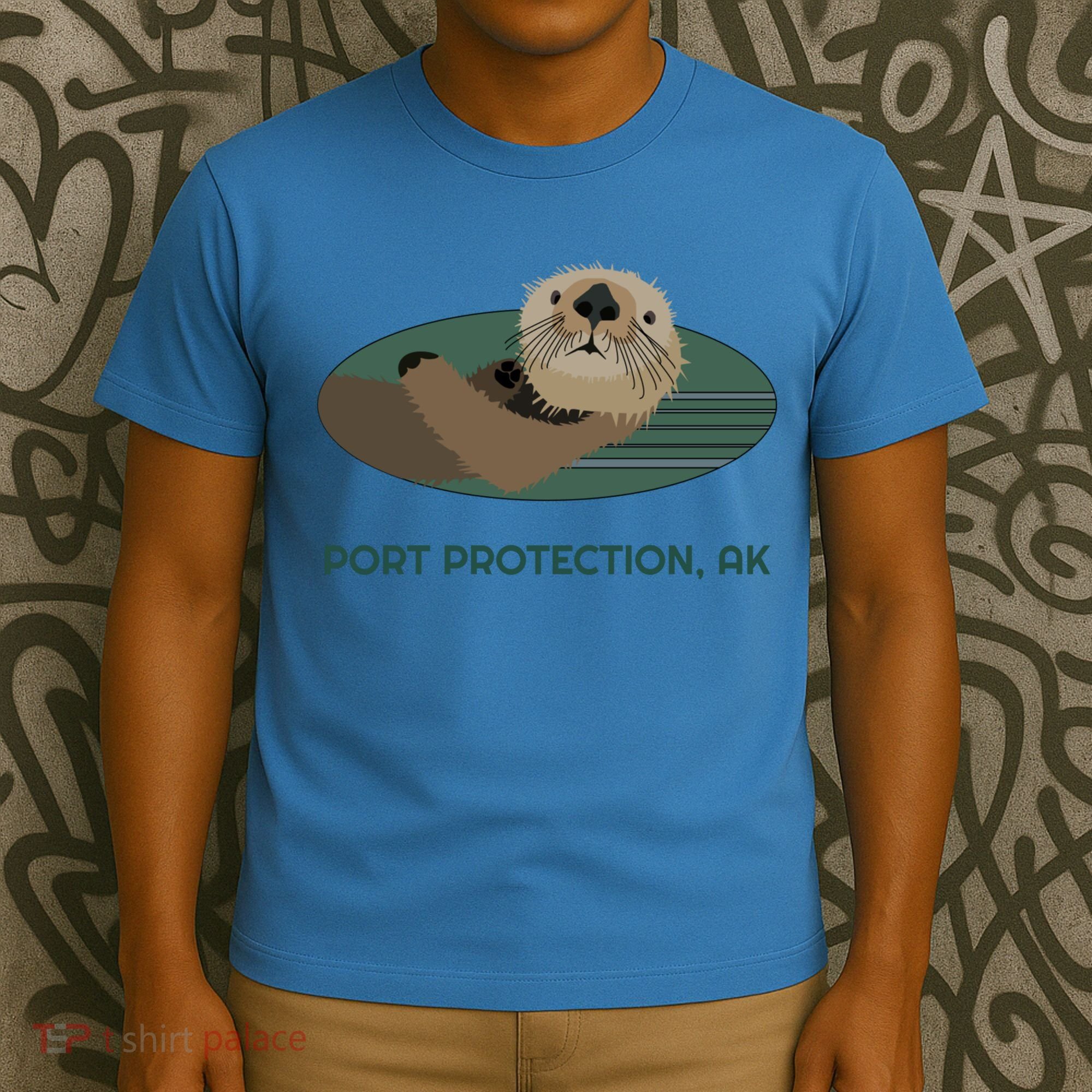 Cute Otter Port Protection Alaska Coast Resident Fisherman Funny Gift T-Shirt