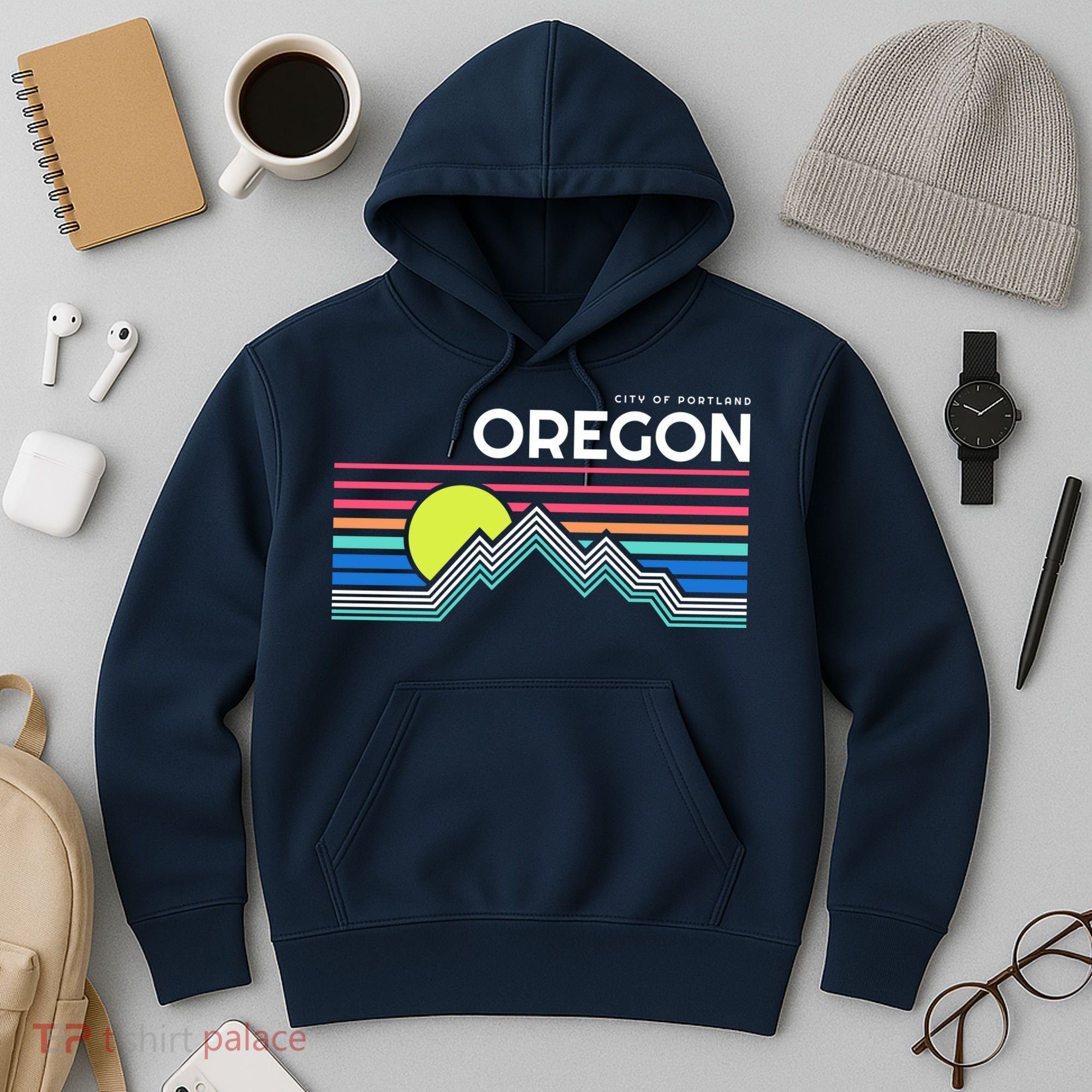 City Of Portland Oregon Retro Sunset Hoodie