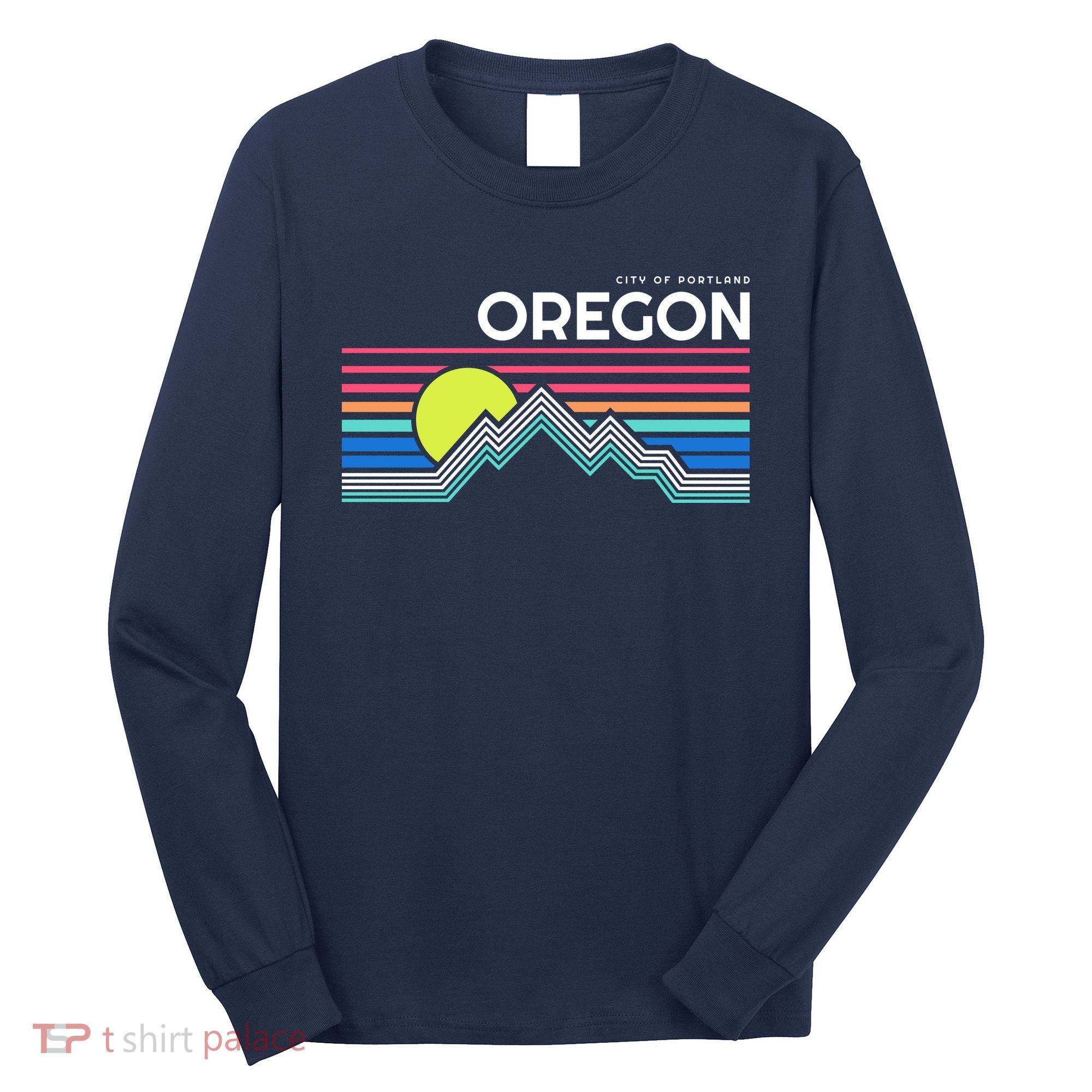 City Of Portland Oregon Retro Sunset Long Sleeve Shirt