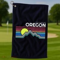 City Of Portland Oregon Retro Sunset Golf Towel thumb 1