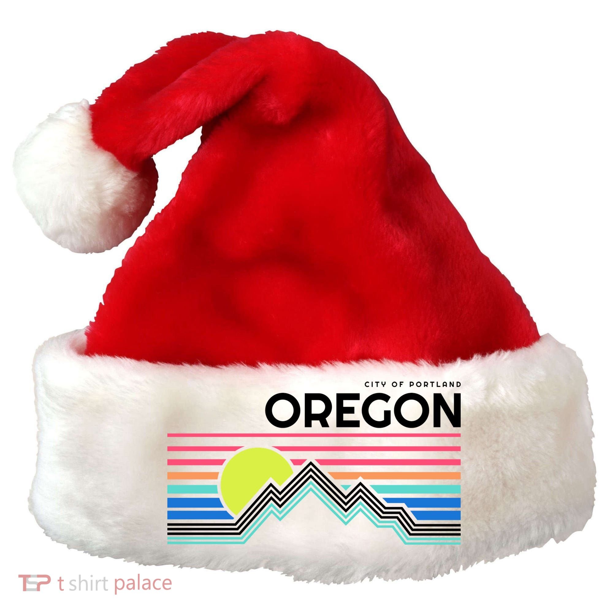 City Of Portland Oregon Retro Sunset Santa Hat